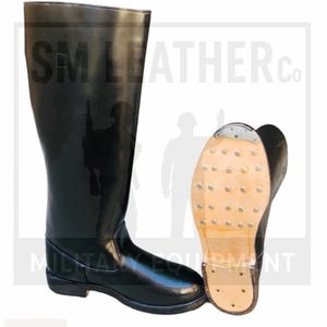 Handmade German Army Leather Jack Boot Leather Sole With Hobnails And Heel Plate. German Boot, Jackboot, German Jack Boot, Leather Boot.