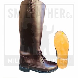 Leather British Officer Tall Knee Boot. military boot, long boot, brown long boot, black long boot, polo boot, horse riding boot, men boot.