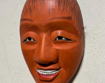 Hand-Carved Wooden Shōjō (猩々) Mask | The Drunken Spirit of Happiness | Japanese Noh Kyogen Theater Mask | Good Fortune Decor.