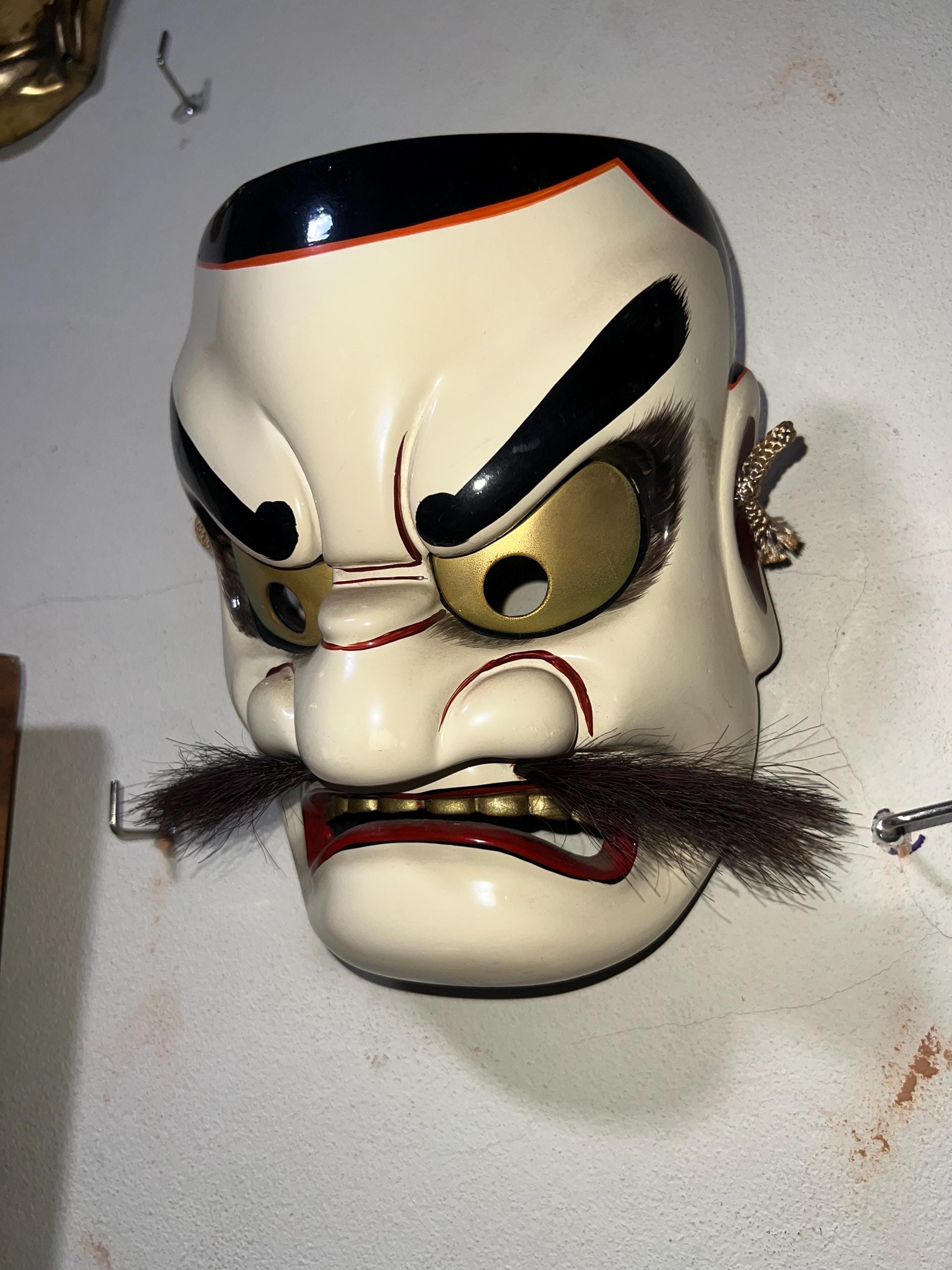 Rare Hand-carved Japanese Wooden Mask 