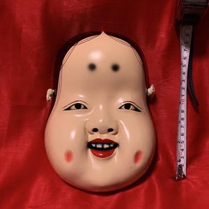 Japan kagura noh mask showa era Handmade wood  Noh Theater  19-20th century