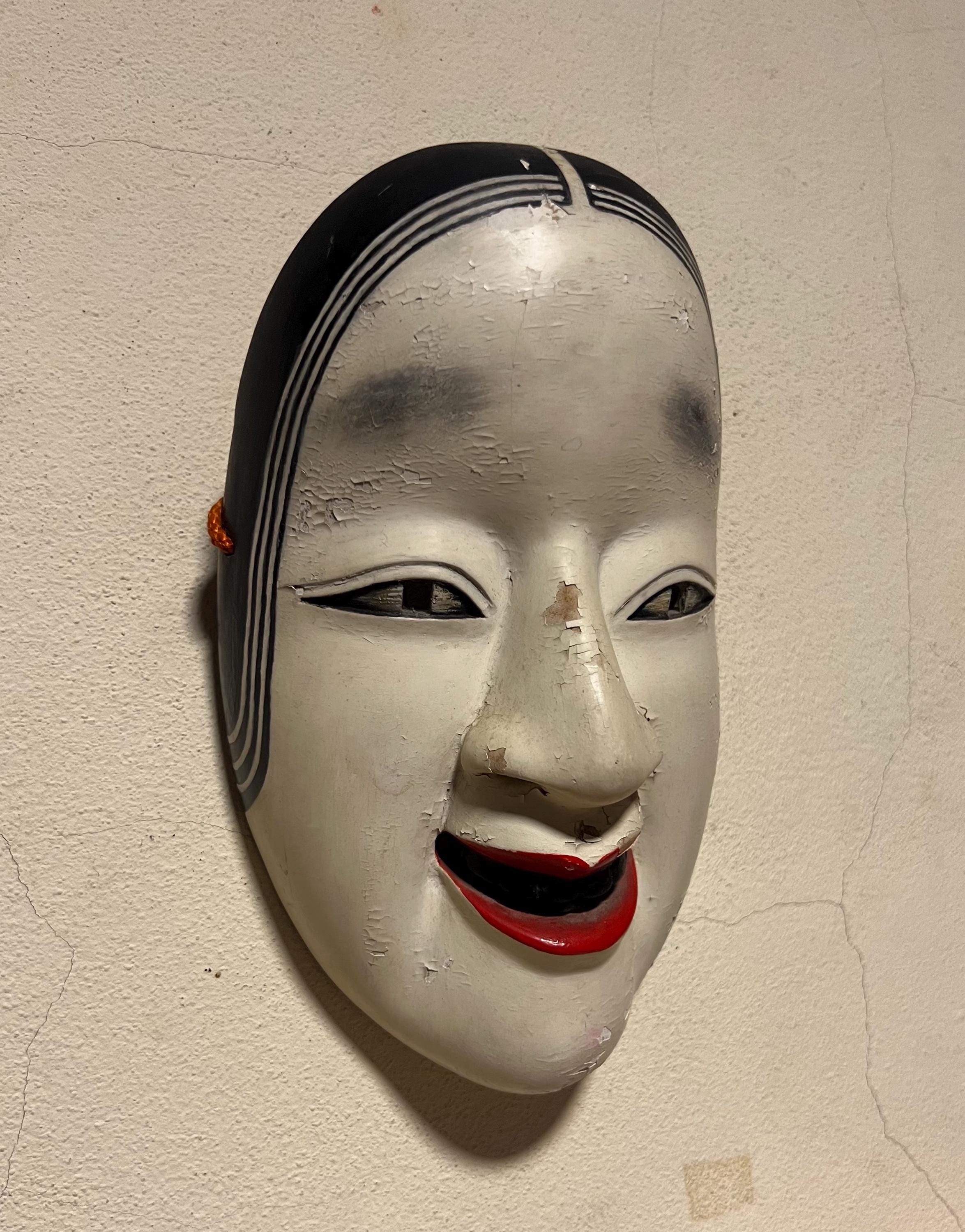 手彫り木製小面能面：昭和時代の日本の壁画 - Etsy 日本