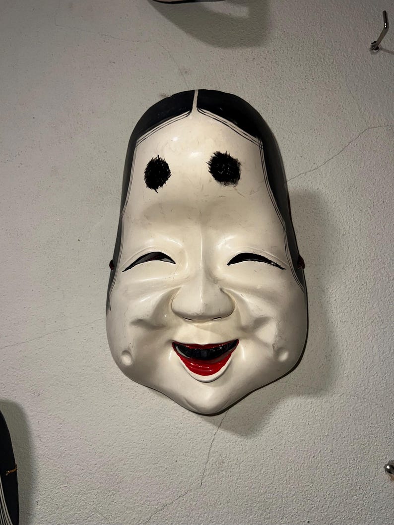 Obake Mask Vintage Japanese Okame Mask