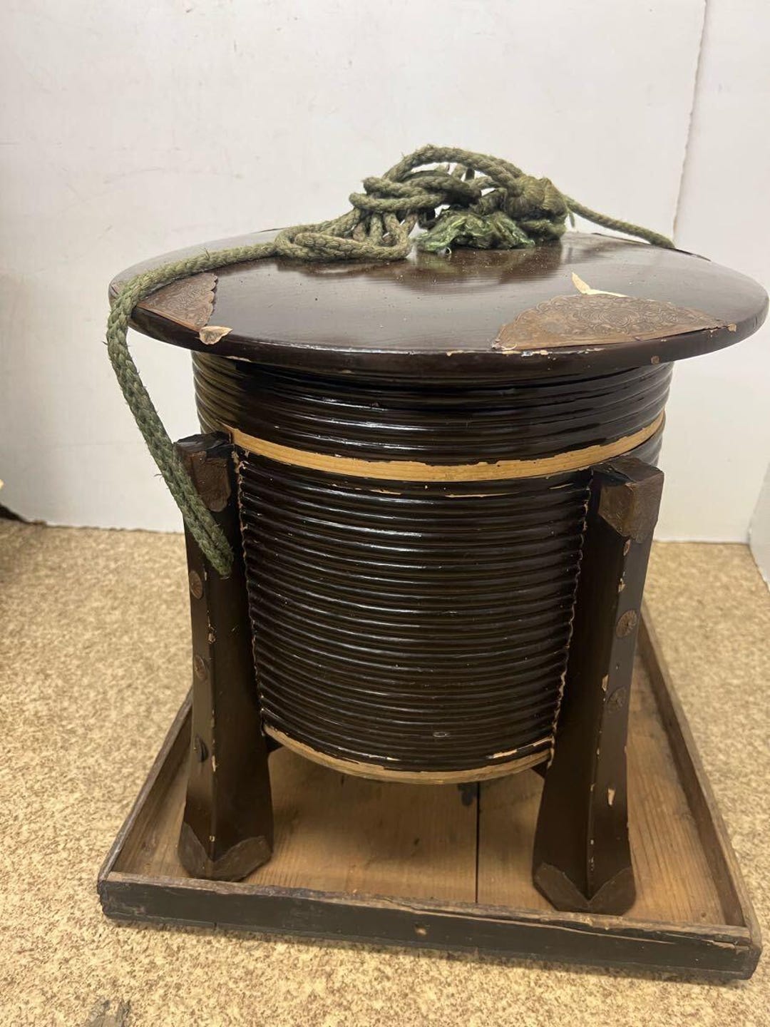 Antique Japanese Lacquerware Container on Stand | Edo/meiji Period ...