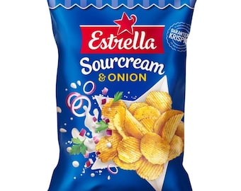 Estrella Sour Cream & Onion Chips | Authentic Swedish Crisps | 175g | Imported from Sweden