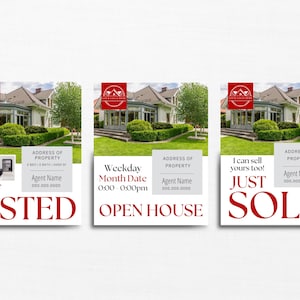 Grund und Boden Canva Vorlagen Bündel | Just Listed Postkarten, Flyer, Social Media, Tag der offenen Tür, Realtor Marketing Kit