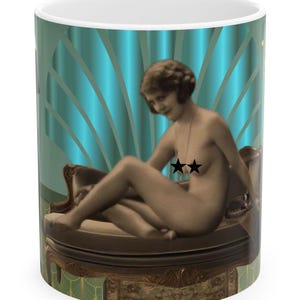 Art Deco Ceramic Mug: Vintage Style Coffee Cup, Retro Design