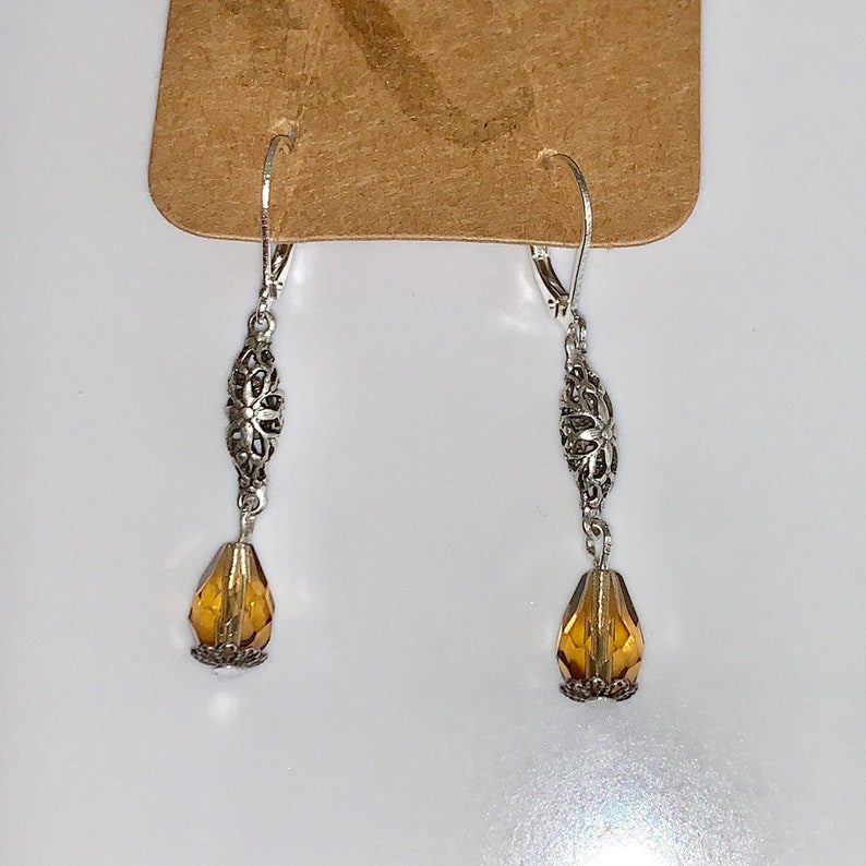 topaz earrings-outlander inspired-outlander jewelry Topaz set-Smokey topaz-silver necklace