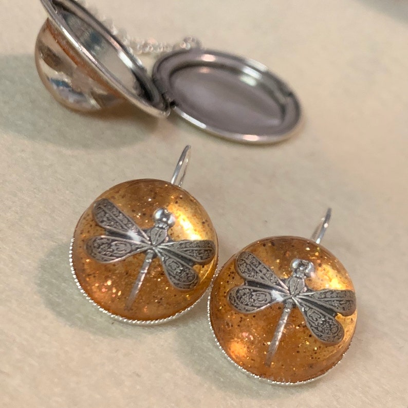 Dragonfly in AmberSilver Dragonfly EarringsAmber Earrings-Silver EarringsDragonfly Earringssilver amber Earrings image 5