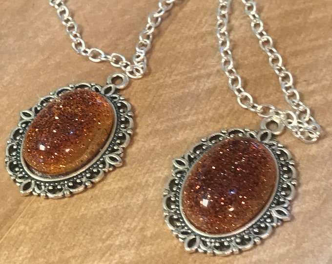 Amber Necklace - Oval Pendant - Resin Pendant - Outlander inspired - Outlander Jewelry - Silver Necklace -Victorian Jewelry