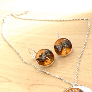 Dragonfly in AmberSilver Dragonfly EarringsAmber Earrings-Silver EarringsDragonfly Earringssilver amber Earrings Velvet Gift Box