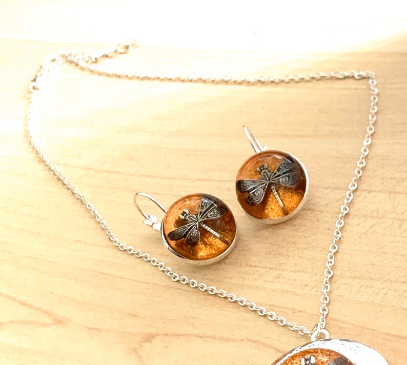 Dragonfly in AmberSilver Dragonfly EarringsAmber Earrings-Silver EarringsDragonfly Earringssilver amber Earrings Velvet Gift Box