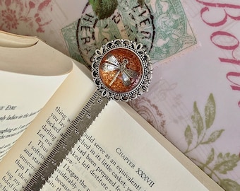Dragonfly in Amber~Outlander Bookmark~Dragonfly Pendant~Resin Pendants~Silver Bookmark~Outlander Inspired Gifts~Outlander Ruler