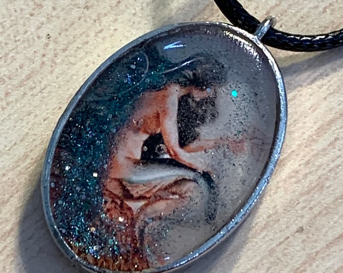 Mermaid Pendant~Resin Pendants - Color Shift - Mermaid~Mermaid Jewelry-JW Waterhouse~Black cord~Art Pendant~Underwater Pendant