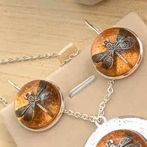Dragonfly in AmberSilver Dragonfly EarringsAmber Earrings-Silver EarringsDragonfly Earringssilver amber Earrings WITH LOCKET