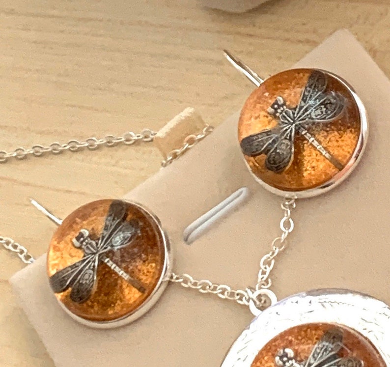 Dragonfly in Amber Zilveren Dragonfly Oorbellen Amber Oorbellen-Zilveren Oorbellen Dragonfly Oorbellen zilveren Amber Oorbellen WITH LOCKET