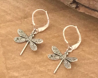 Dragonfly Earrings - Outlander Inspired - Outlander Jewelry - Medium Dragonfly - Brass earrings - Silver earrings