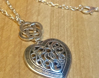 Heart Jewelry~ Silver Earrings~Silver Necklace~silver heart~celtic heart~celtic Necklace~heart Charm~celtic jewelry~silver celtic jewelry