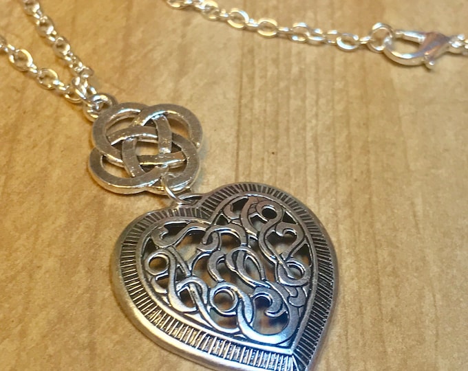 Heart Jewelry~ Silver Earrings~Silver Necklace~silver heart~celtic heart~celtic Necklace~heart Charm~celtic jewelry~silver celtic jewelry