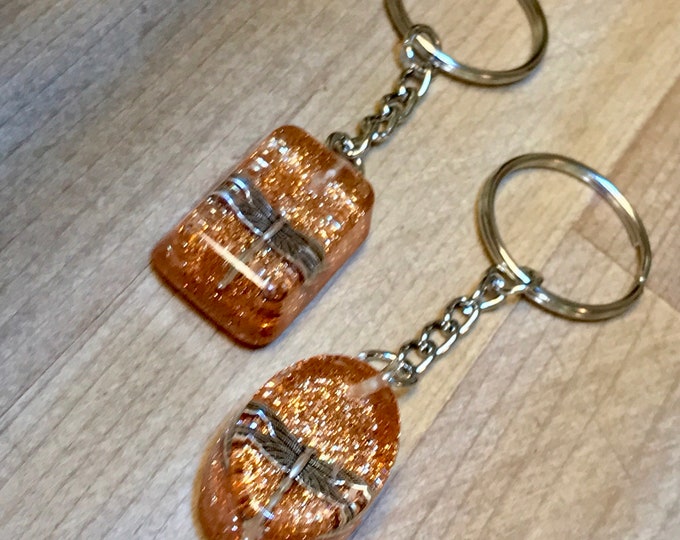 Dragonfly Keychain~Dragonfly in Amber~Outlander Keychain~Dragonfly Keychains~Outlander Gift~Amber Keychain