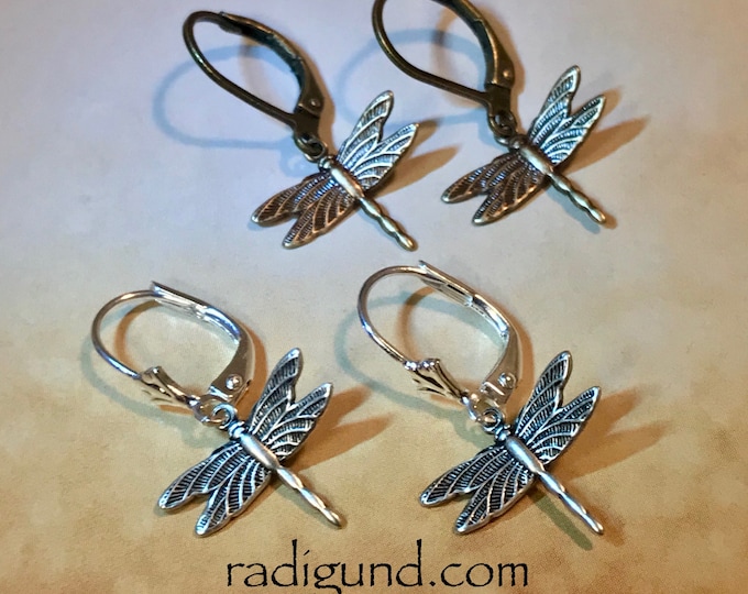 Tiny Dragonfly earrings~ outlander inspired~ Silver earrings~bronze earrings