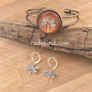 Dragonfly in Amber~ Cuff Bracelet~Outlander Bracelet~Resin Pendants~Dragonfly Bracelet~Bronze  Bracelet~Outlander Inspired Jewelry