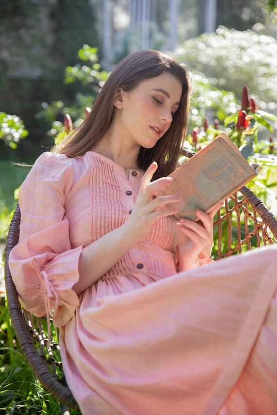 Maribelle Linen Dress Puff Sleeve Cottagecore Dress Vintage Inspired Smocked Waist Midi Dress Romantic Handmade Her Rose Clothing - Etsy Israel Maribelle Linen Dress Puff Sleeve Cottagecore Dress Vintage Inspired Smocked Waist Midi Dress Romantic Handmade Her Rose Clothing - Etsy Israel