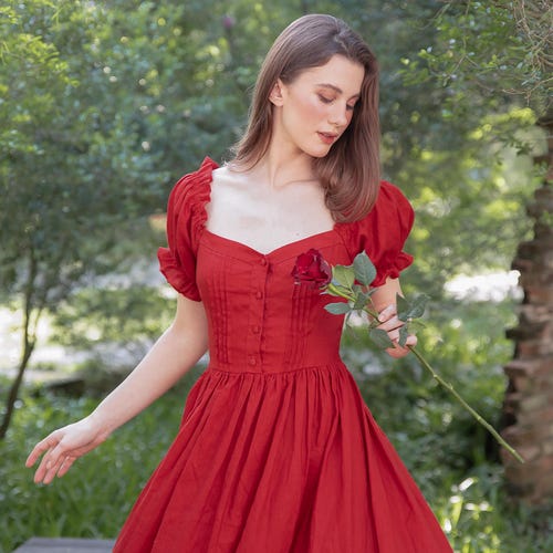 Cottagecore Linen Dress ROSELIE, Romantic Linen Dress, Summer Dress, Linen Clothing for Women, Bridesmaid Dress, Made to Measure
