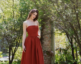 The Seraphine Dress Linen Dress – Romantic Dress | Pleated Bodice | Smocked Back | Custom Made Summer Dress, Linen Clothing For Women