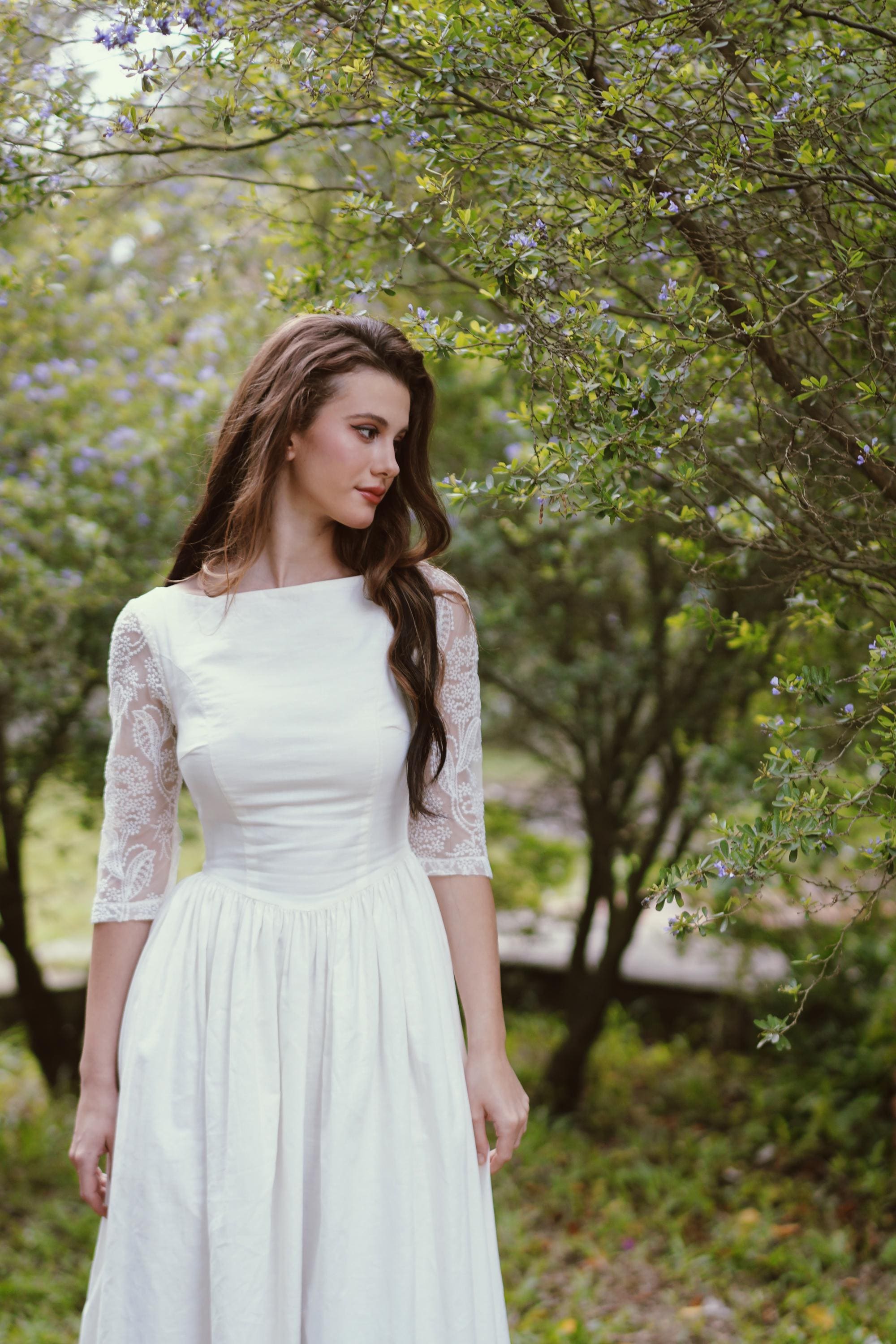 linen wedding dress Summer Linen Wedding Dress, Boho Wedding Dress Linen, Maxi Linen Dress, White Linen Dress Long, Short Sleeve Wrap Linen Dress, XS / Gray
