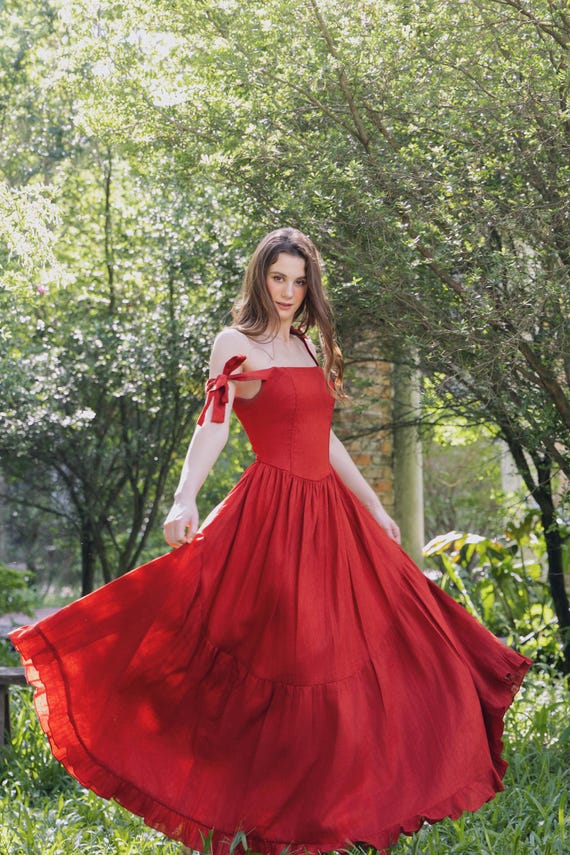 white christmas dresses Red Cotton Mini Dress