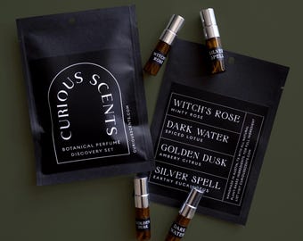 Curious Scents Natural Perfume Discovery Set Deluxe 3ml bottles / Perfume Sample Set
