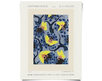 Vintage Botanical Samarkande by Seguy Plate 5 Print w/ optional frame / High Quality Giclee Print