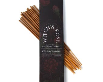 Witch's Rose Minty Rose Botanical Incense Sticks / All Natural Fragrance