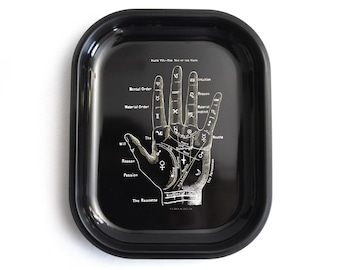 Small Metal Palmistry Tray / Ritual Tray Smudging Trinkets / Rolling Tray / Catch All Tray