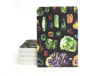 Vintage Crystals & Minerals Exposed Coptic Binding Notebook