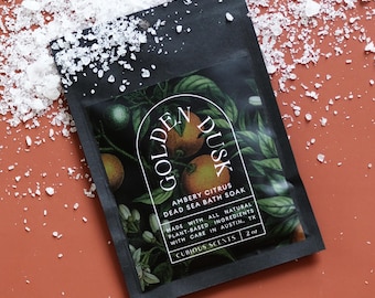 Golden Dusk Amber and Citrus Dead Sea Salt Bath Soak / All-Natural