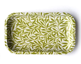 Metal Tray Vintage William Morris Leaves Pattern / Spring Easter Trinket Dish