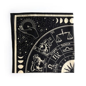 100% Silk Scarf Signs of the Zodiac Astrology Bandana 17x17