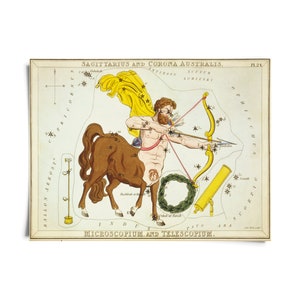Vintage Sagittarius Zodiac Astrology Sign Print from Urania’s Mirror Star Atlas / High Quality Giclee Print