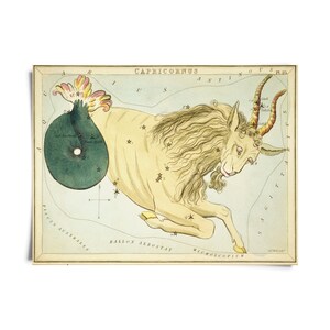 Vintage Capricorn Zodiac Astrology Sign Print from Urania’s Mirror Star Atlas / High Quality Giclee Print