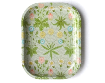 Small Metal Vintage William Morris Daisy Flower Tray / Trinket Jewelry Dish