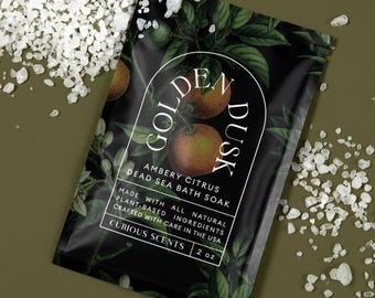 Golden Dusk Amber and Citrus Dead Sea Salt Bath Soak / All-Natural