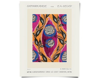 Vintage Botanical Samarkande by Seguy Plate 4 Print w/ optional frame / High Quality Giclee Print