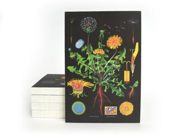 Vintage Botanical Dandelion Exposed Coptic Binding Notebook