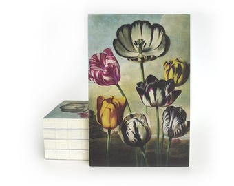 Vintage Botanical Tulips Exposed Coptic Binding Notebook
