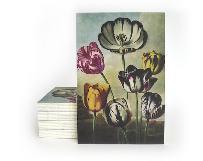 Featured listing image: Vintage Botanical Tulips Exposed Coptic Binding Notebook