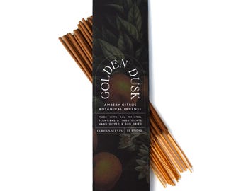 Golden Dusk Amber and Citrus Botanical Incense Sticks / All-Natural Home Scent