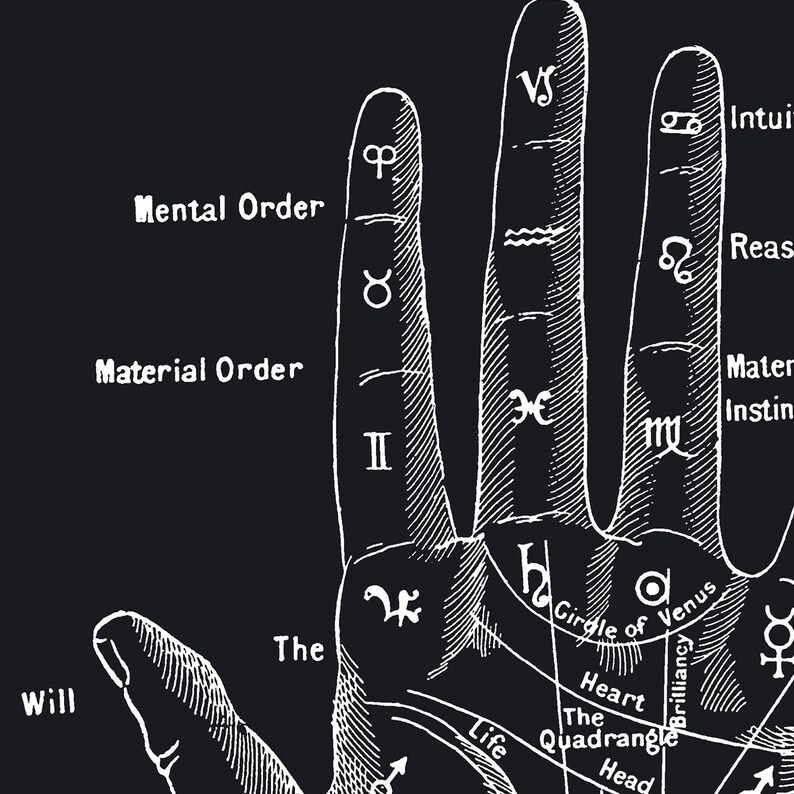 Vintage Palmistry Fortune Teller Print W/ Optional Magnetic - Etsy