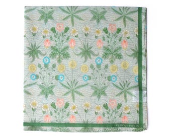 100% Silk Scarf William Morris Daisy Flower Pattern Bandana